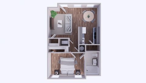 Floor plan for 1 bed, 1 bath, 545 sqft